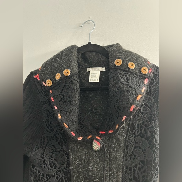Felicity wool mohair cardigan unique embroidered sweater vintage - Picture 7 of 10